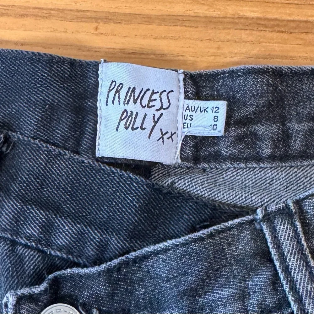 Princess Polly Two Tone Black Denim Jeans Women’s 8 100% Cotton - Picture 11 of 12